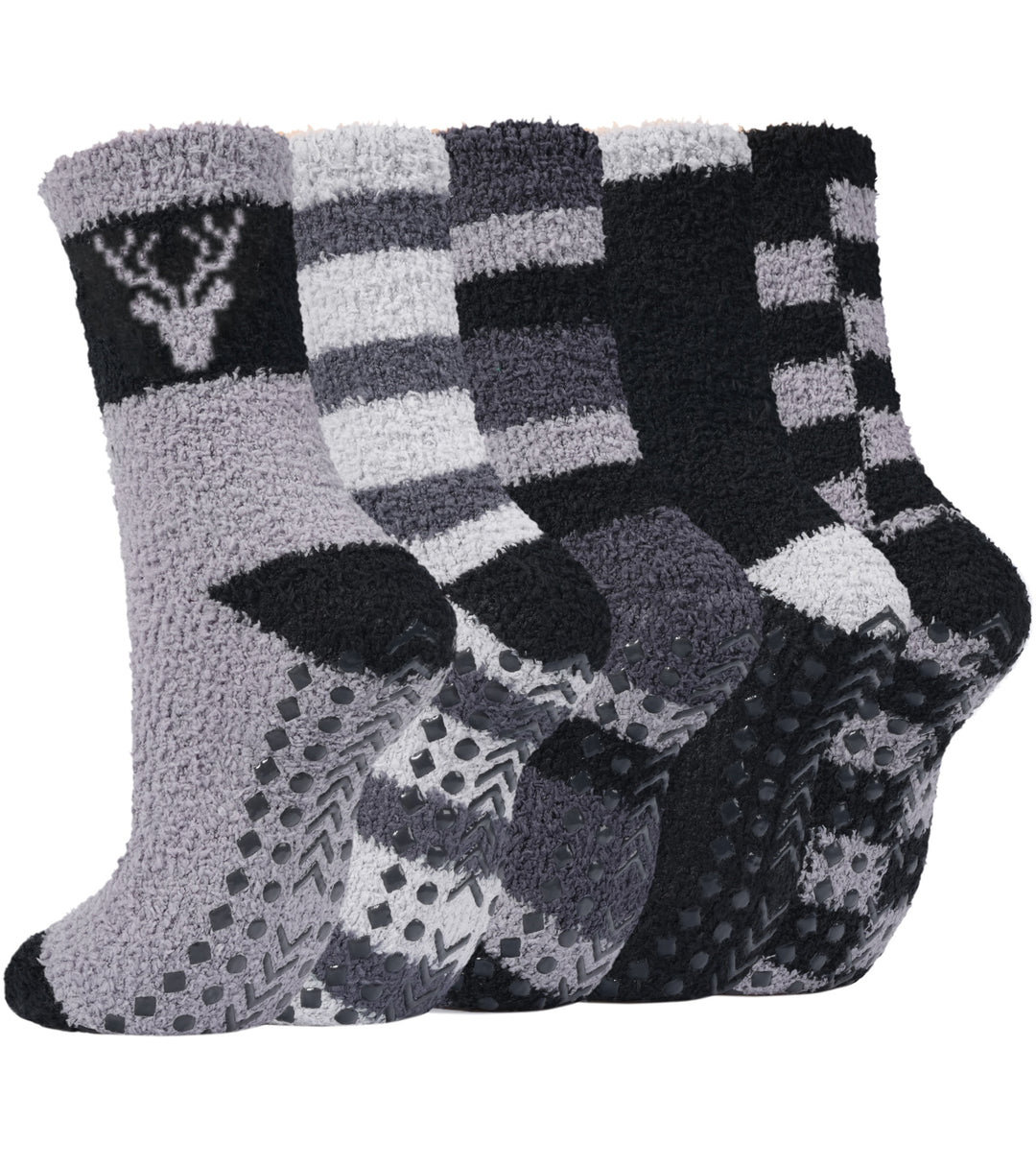 Coral Fleece Warm, Cozy Grip Socks for Men · 5 Pair Set