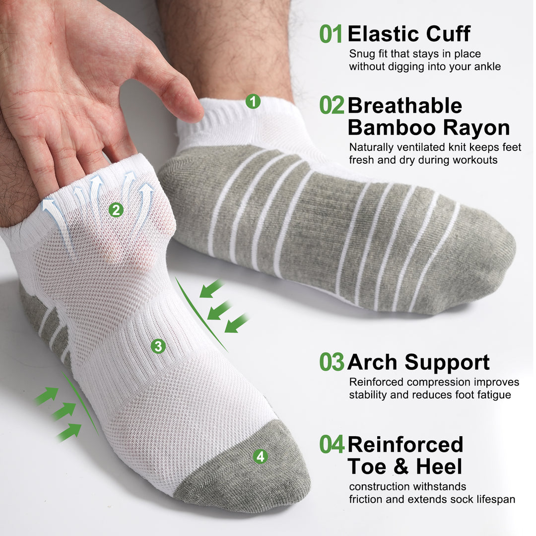 Men’s Bamboo Athletic Ankle Socks · 6 Pair Set