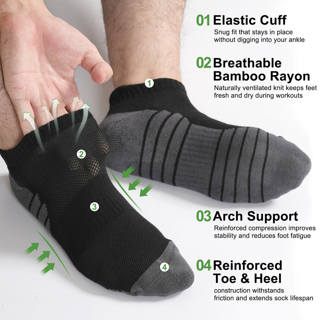 Men’s Bamboo Athletic Ankle Socks · 6 Pair Set