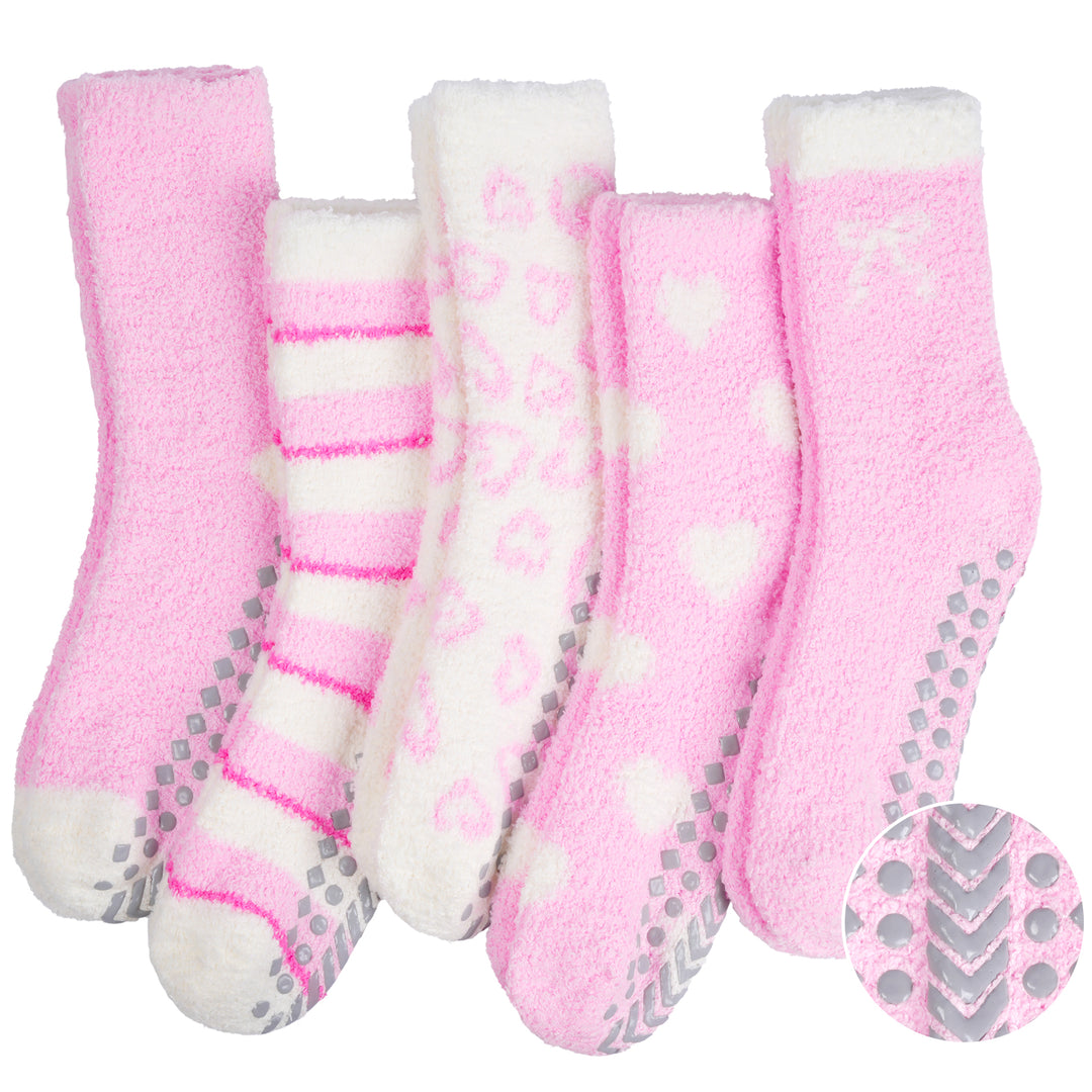 Seasonal  Cozy Coral Fleece Non-Slip Socks for Women · 5 Pair Set